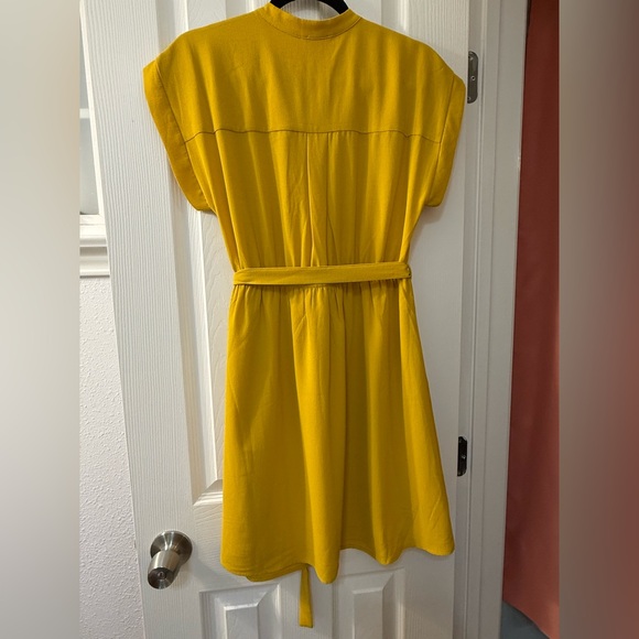Monteau Yellow Wrap Midi Dress with Dolman Sleeves - Picture 2 of 6